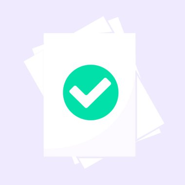 Kağıt kağıtlar ve yeşil işaretli belge doğrulama kavramını düzelt