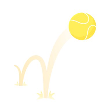 Zıplayan büyük tenis topu düz stil tasarım vektör çizim simgesi işareti.