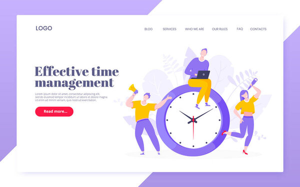 Эффективное управление временем работы бизнес-концепция плоский стиль дизайн векторной иллюстрации.