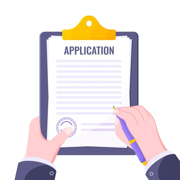 ( 영어 ) Submit application document form flat style icon sign vector illustration. — 스톡 벡터