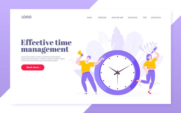 Эффективное управление временем работы бизнес-концепция плоский стиль дизайн векторной иллюстрации.