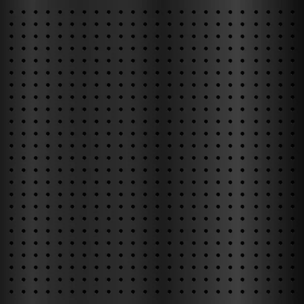 Black metallic peg board perforated texture background material with round holes pattern. — Stock Vector