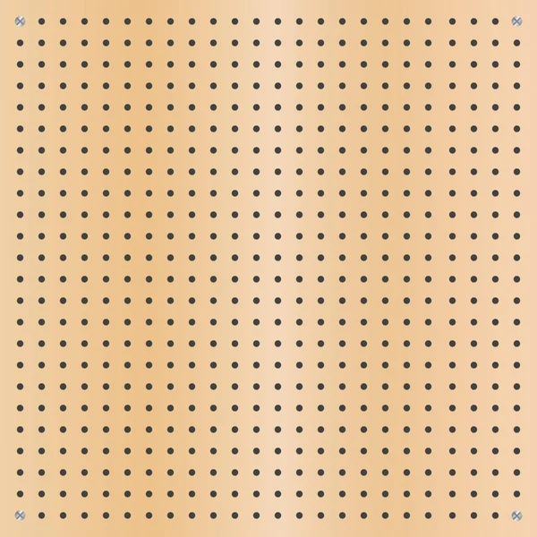 Peg board perforato texture materiale di sfondo con fori rotondi modello bordo vettoriale illustrazione. — Vettoriale Stock