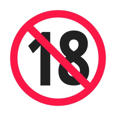 18 yasaklı simge işareti vektör illüstrasyonunun altında.
