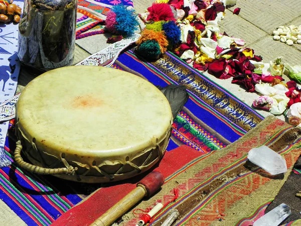 Detalles Chacana Chakana Ceremonia Homenaje Pachamama Madre Tierra Ritual Aborigen — Foto de Stock
