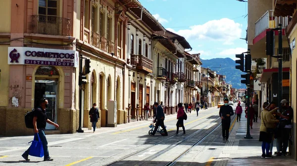 Cuenca Ecuador Junio 2020 Vista Concurrida Calle Gran Colombia Centro —  Fotos de Stock