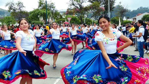 Cuenca Ecuador November 2019 Traditional Parade Day Independence Cuenca Young — Stock Photo, Image