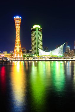Manzarası ve Kobe bağlantı noktası kule Kansai, Kobe Osaka, Japonya