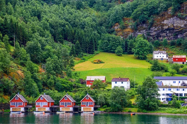 Невелике Село Місті Берген Знаменитий Фіорду Норвегія — стокове фото