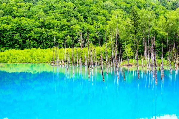 Blauwe Vijver Buiten Stad Warmwaterbron Van Shirogane Onsen Heet Diepe — Stockfoto