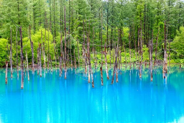 Blue Pond Hot Spring Town Shirogane Onsen Named Deep Blue — Stock Photo, Image