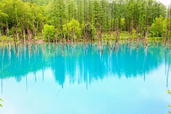 Lagoa Azul Fora Cidade Fonte Termal Shirogane Onsen Nomeado Após — Fotografia de Stock