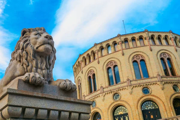 Parlament Oslo Słynnego Place Mieście Oslo Obrazy Stockowe bez tantiem