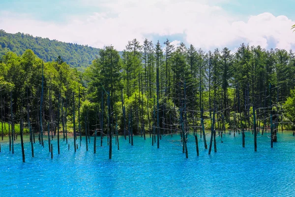 Lagoa Azul Fora Cidade Fonte Termal Shirogane Onsen Nomeado Após — Fotografia de Stock