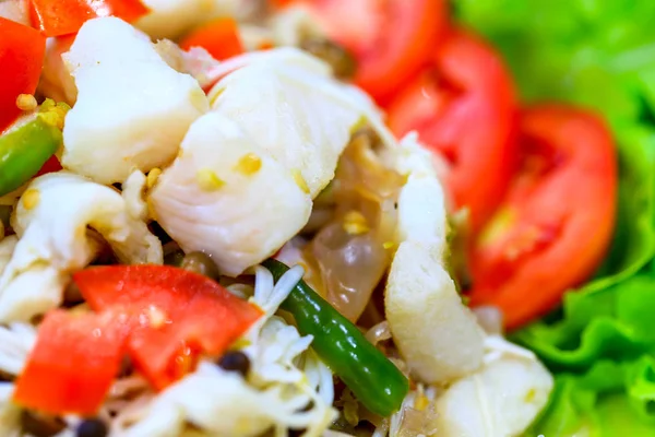 Salade Champignons Poisson Poulet Est Fait Très Peu Ingrédients Simples — Photo
