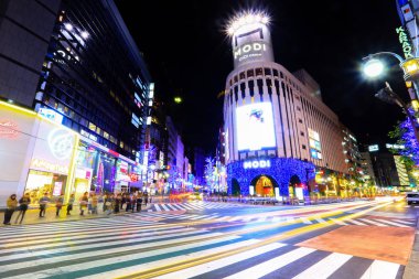Shibuya, Tokyo - 07 Ocak 2019: Shibuya alışveriş bölgesi, Tokyo, Japonya'da bulunan meşhur mekanlar.