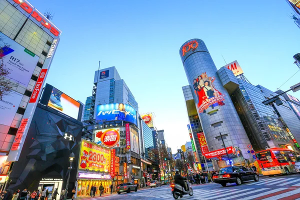 Shibuya Tokio Jan 2019 Shibuya Nákupní Oblast Známé Místo Tokiu Stock Snímky