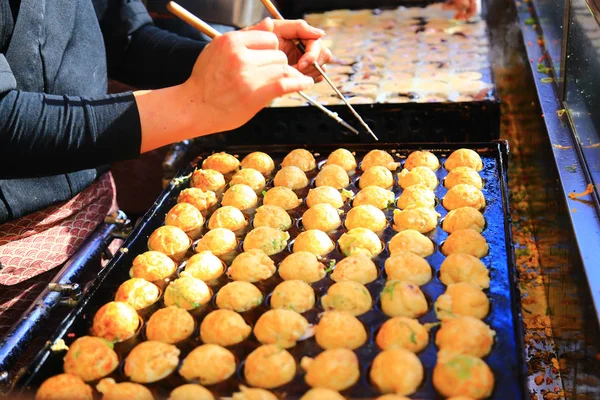 Takoyaki Διάσημο Φαγητό Του Δρόμου Στο Dontonbori Οζάκα Ιαπωνία Εικόνα Αρχείου
