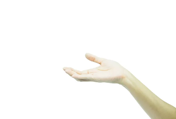 Mão Mostrando Fundo Branco Isolado — Fotografia de Stock