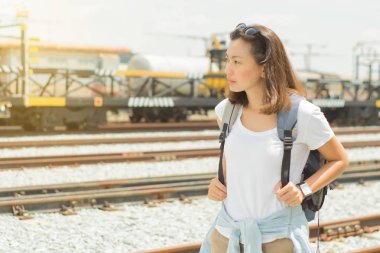 Asyalı kadınlar Tren Tayland seyahat.