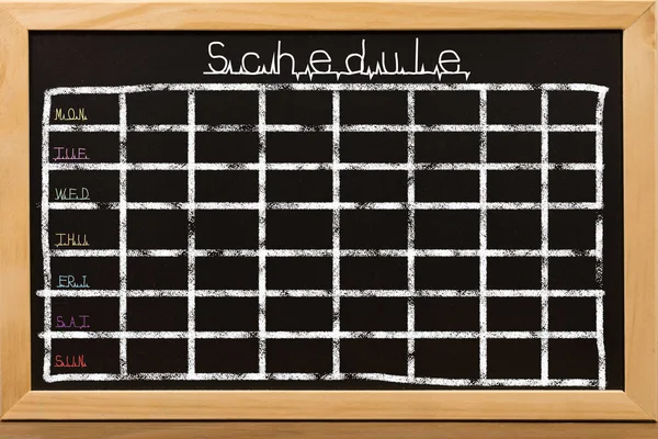 Zeitplan Auf Schwarzem Tafelhintergrund — Stockfoto