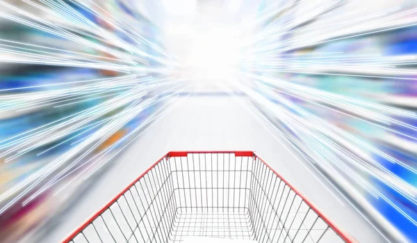 Empty Shopping Cart Supermarket — Stock Photo, Image