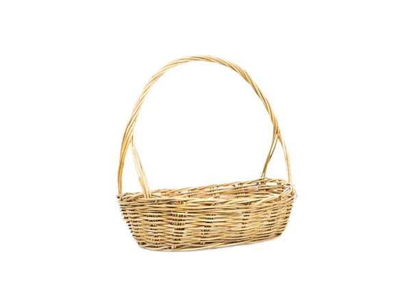 Empty Wicker Basket Isolated White Background — Stock Photo, Image