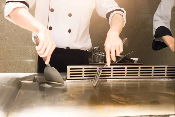 Abstract Chef Cooking Japanese Style Restaurant — Stock Photo, Image