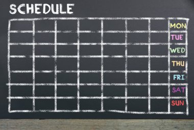 Planlama için kara tahta üzerinde zamanlama