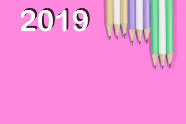 Kalemler ve yıl için numarasıyla kopya alanı metin için