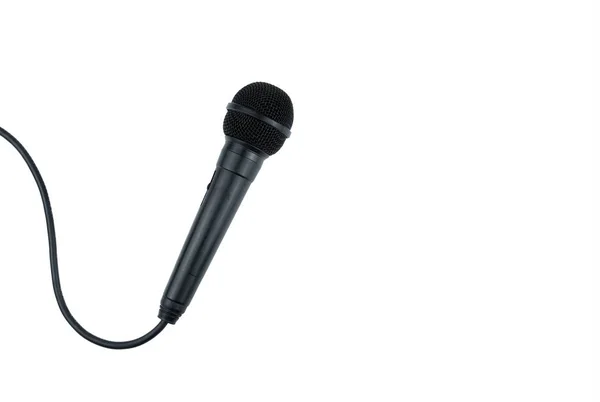 Micrófono Negro Sobre Fondo Blanco Aislado — Foto de Stock