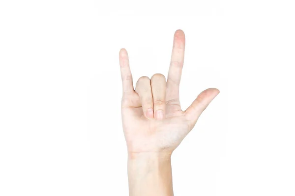 Mão eu amo você sinais no isolado fundo branco — Fotografia de Stock