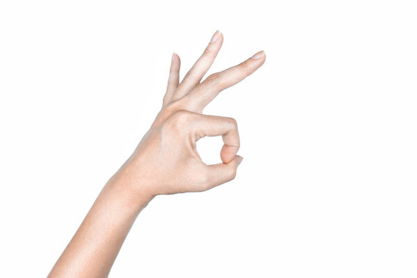 Hand OK signs on isolated white background