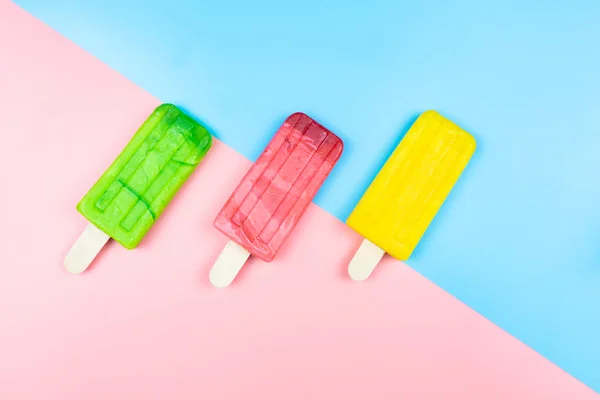 Ice cream on color background