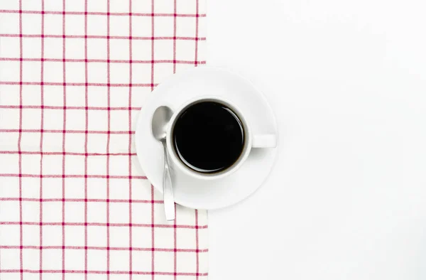 Vista dall'alto caffè caldo su sfondo bianco — Foto Stock