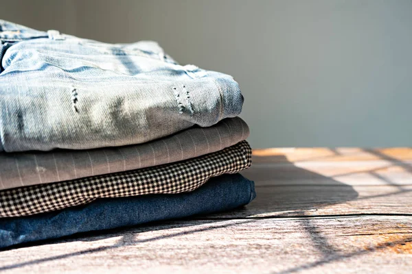 Stacked clothes and pants — Stock Photo, Image
