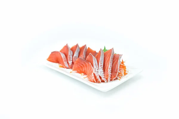 Salmón Sashimi Sobre Fondo Blanco Japón Concepto Alimentos — Foto de Stock