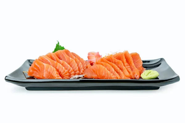 Łosoś Sashimi Białym Tle Japońska Koncepcja Żywności — Zdjęcie stockowe