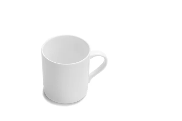 Weißer Becher Tasse Mit Clipping Pfad Auf Isoliertem Weiß — Stockfoto