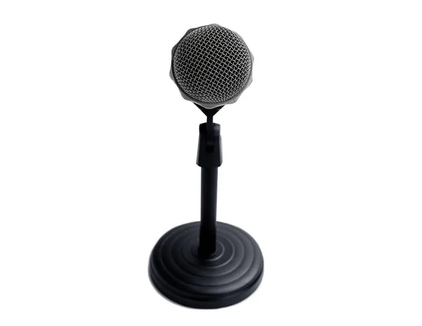 Avant Microphone Argenté Sur Blanc Isolé — Photo