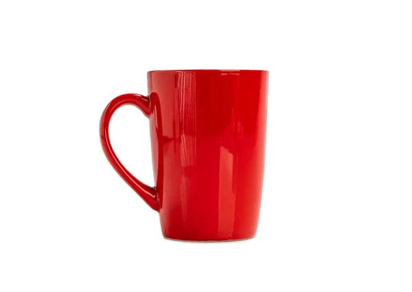 Red Mug Hot Drink Clipping Path Isolated White — Stock Photo, Image