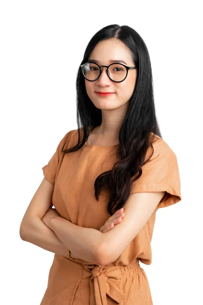 Portrait Business Woman Confident Attitude Wearing Glasses Isolated — Stock Photo, Image