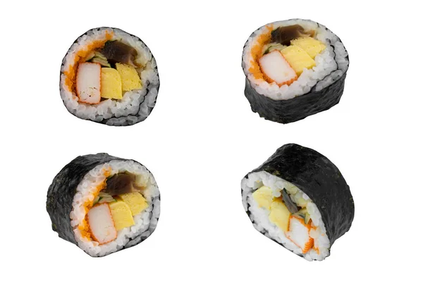 寿司は白地に転がる 日本料理のコンセプト — ストック写真