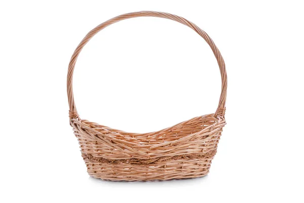 Wicker Basket Copy Space Isolated White Background — Stock Photo, Image