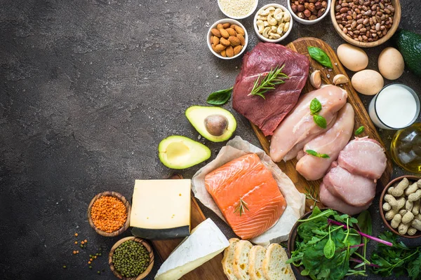 Protein kaynağı - et, balık, peynir, fındık, fasulye ve Yeşiller.