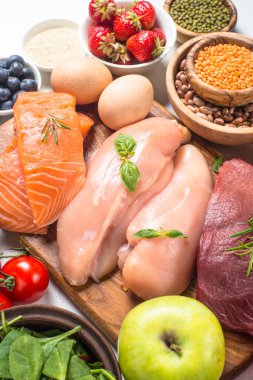 Dengeli beslenme gıda arka plan. 