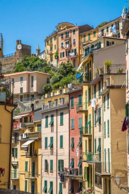 Riomaggiore Köyü, Cinque Terre Milli Parkı, İtalya. 