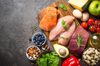 Karanlık taş tablo Ketogenic düşük karbonhidrat diyeti.