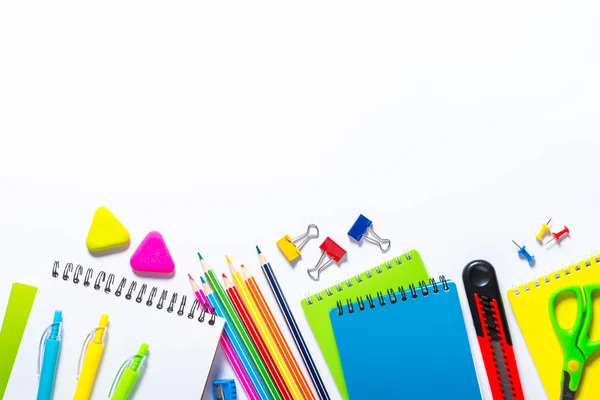 School and office supplies on white. — Stock Photo, Image