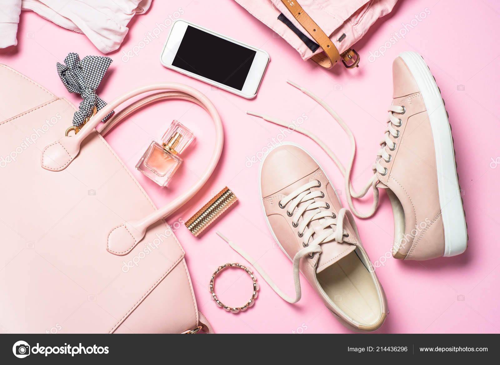 pink shoes and handbag